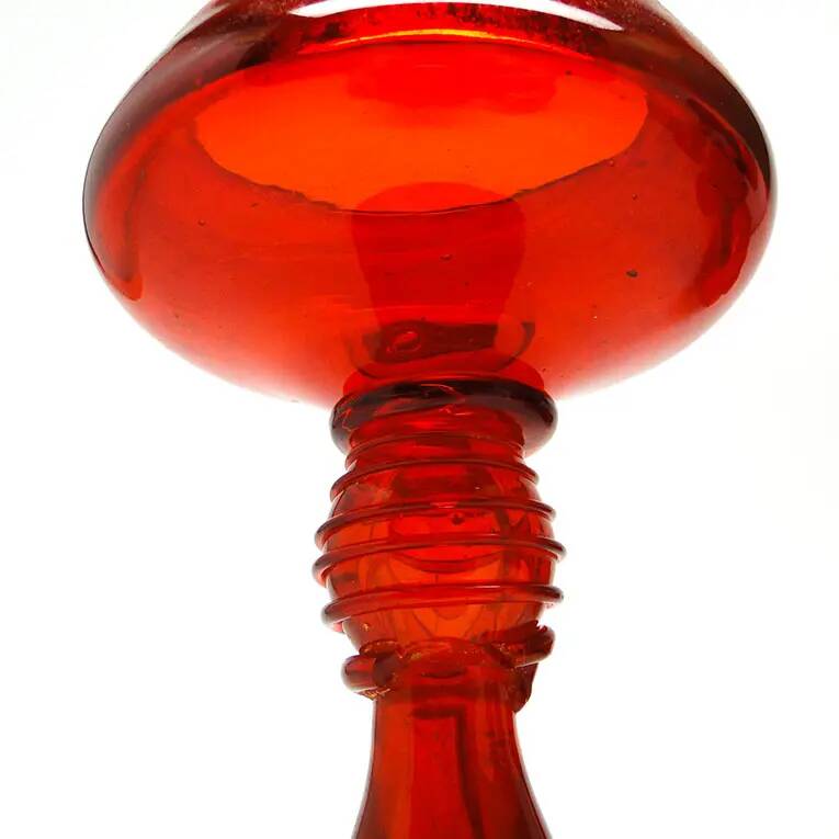 Vase, modernism, red glass, designed by J. Słuczan-Orkusz, Poland, 1970s