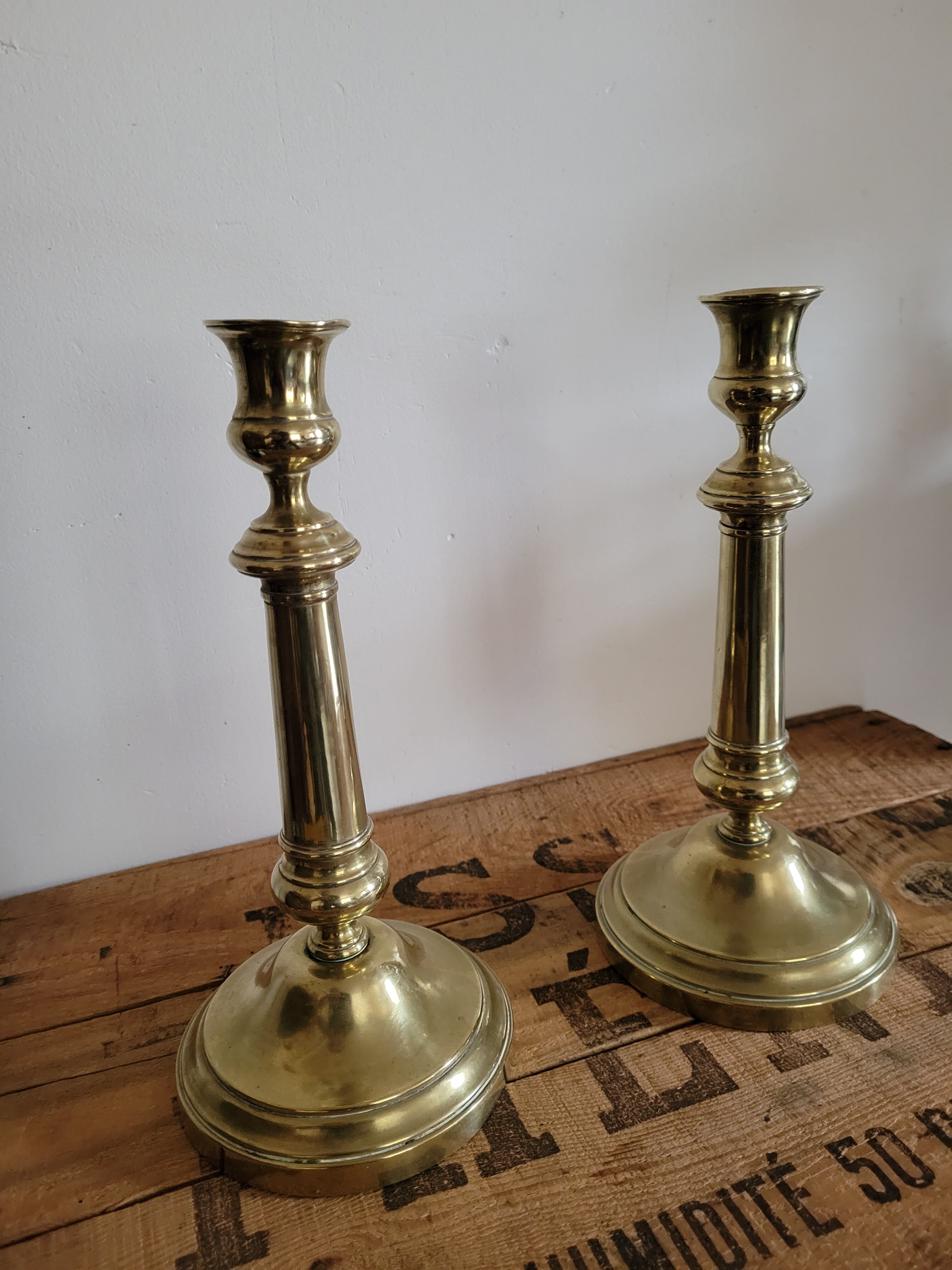 Pair of Louis Philippe brass candle holders
