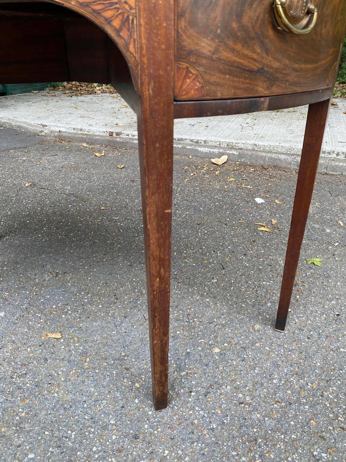 19th century English mahogany half-moon console desk