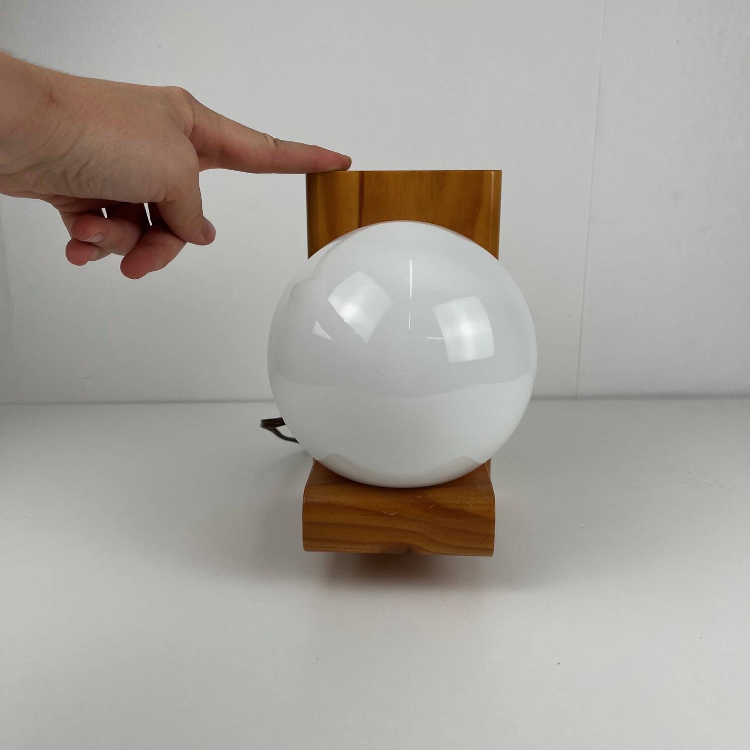 MCM wood and glass wall sconce