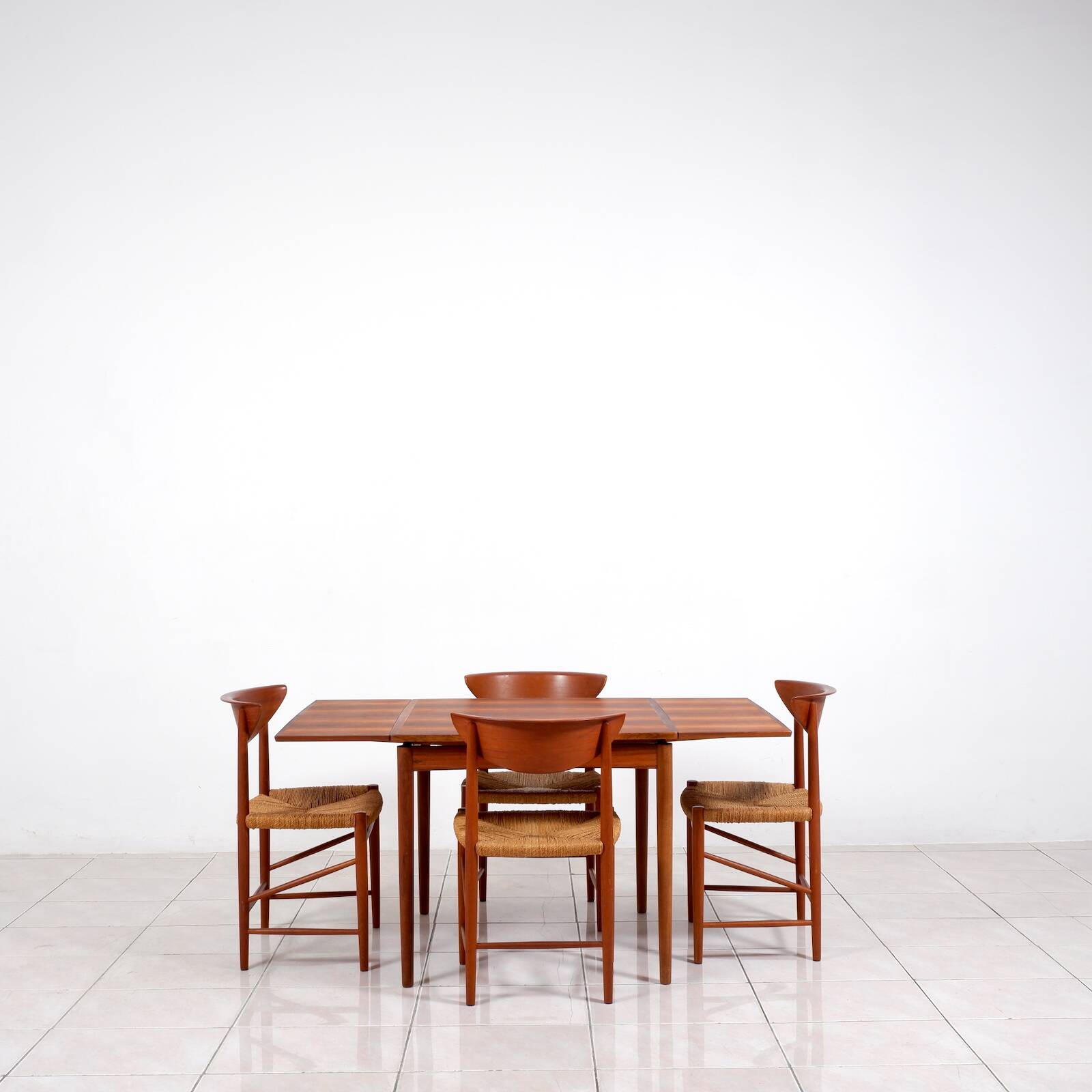 Rosewood / leather dining / gaming table by Poul Hundevad