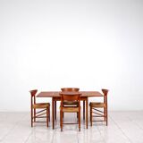 Rosewood / leather dining / gaming table by Poul Hundevad