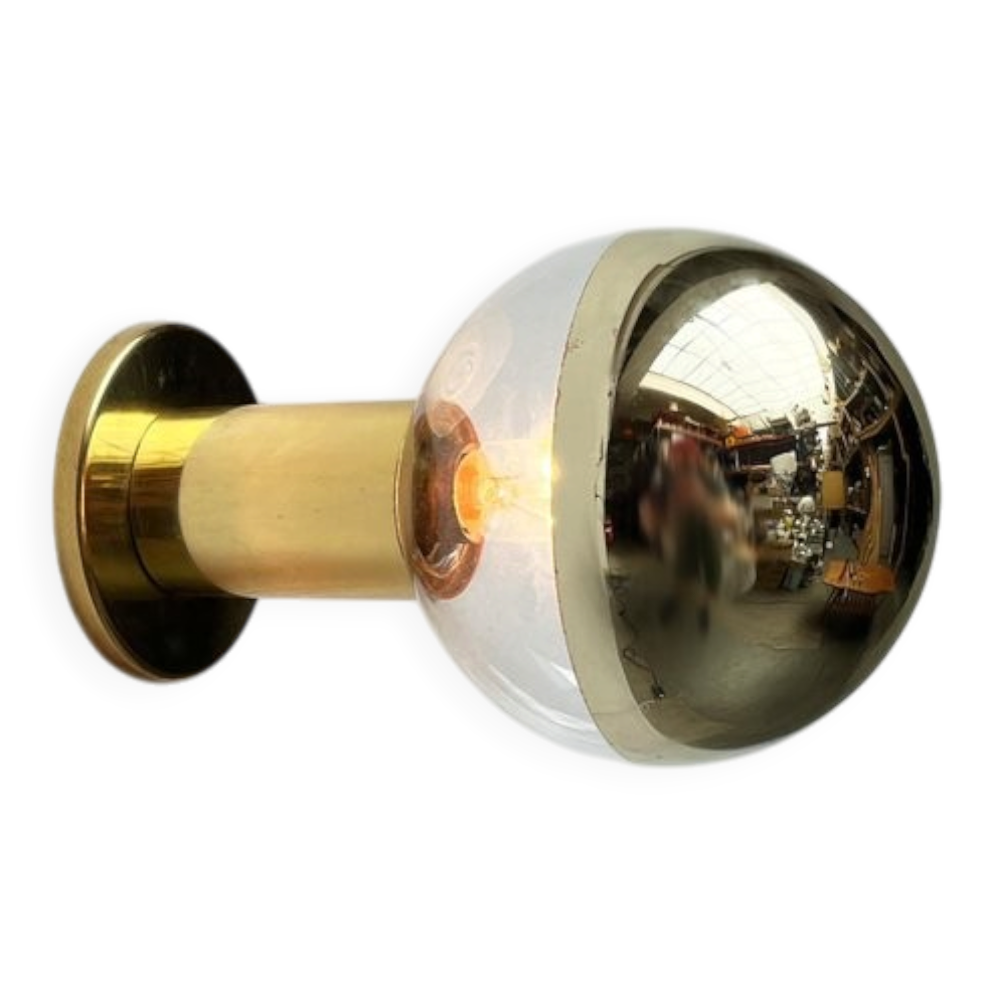 Vintage German Space Age Brass Ceiling Lamp by Motoko Ishii for Staff, 1970s