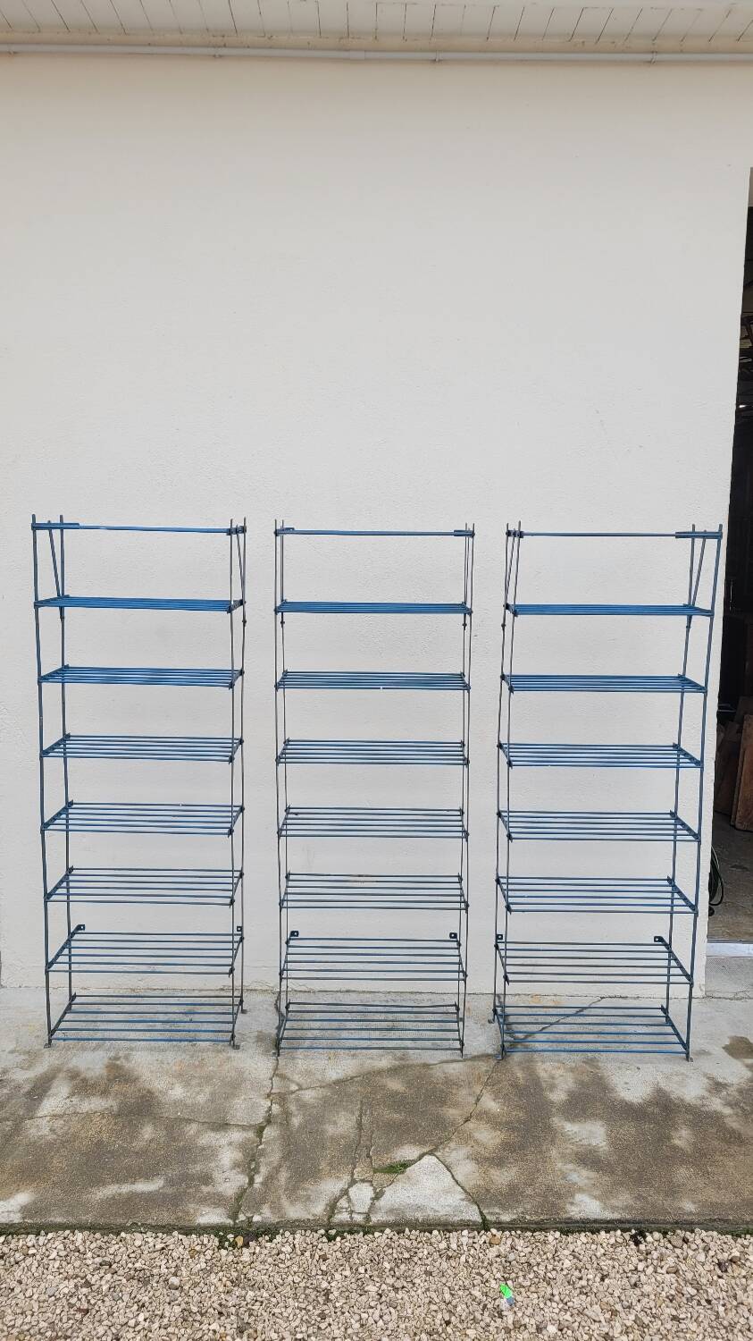 Set of 3 Rigidex iron storage locker shelves 1950s