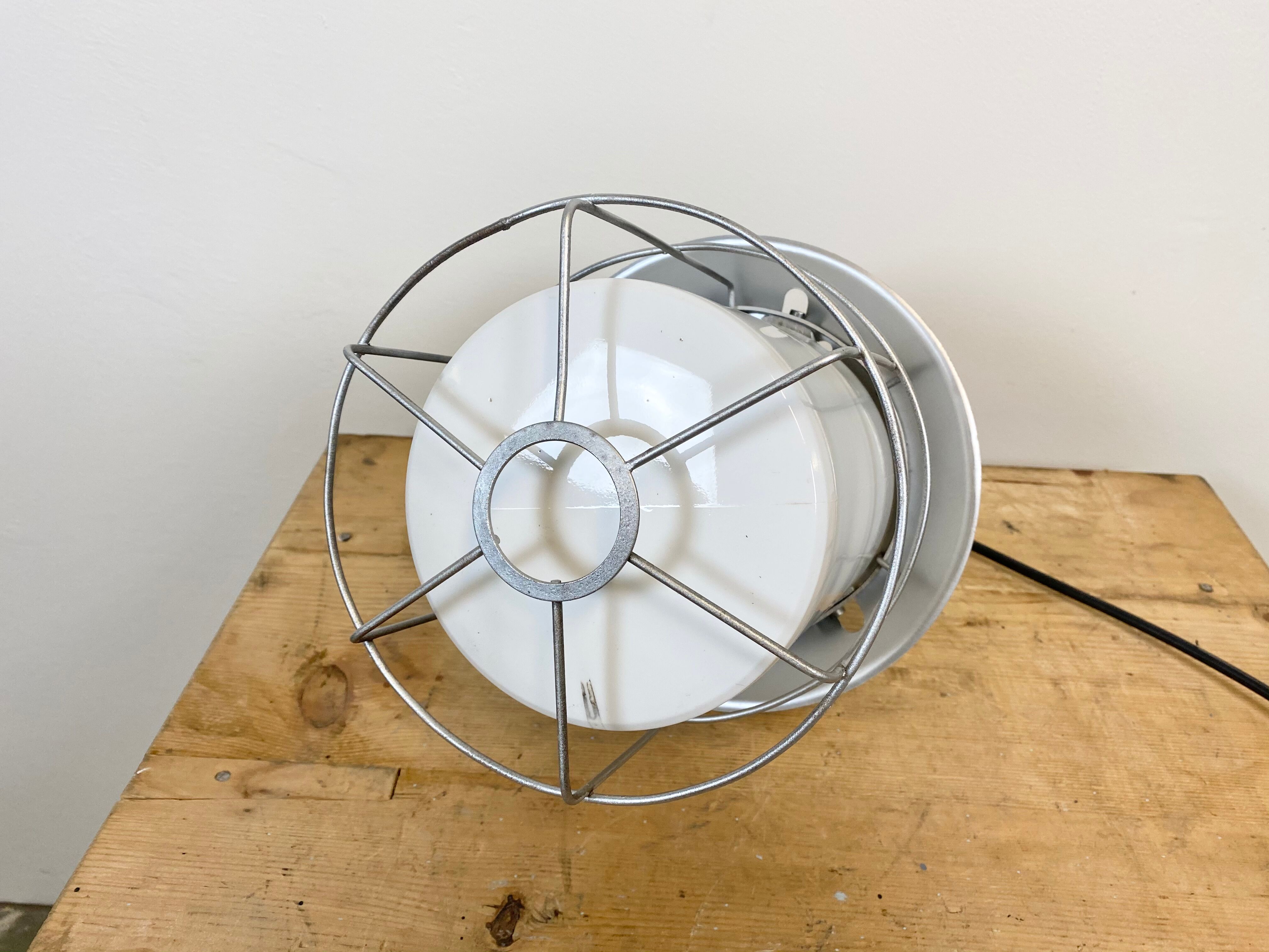 Vintage Industrial Aluminium Lamp with Milk Glass, 1970s
