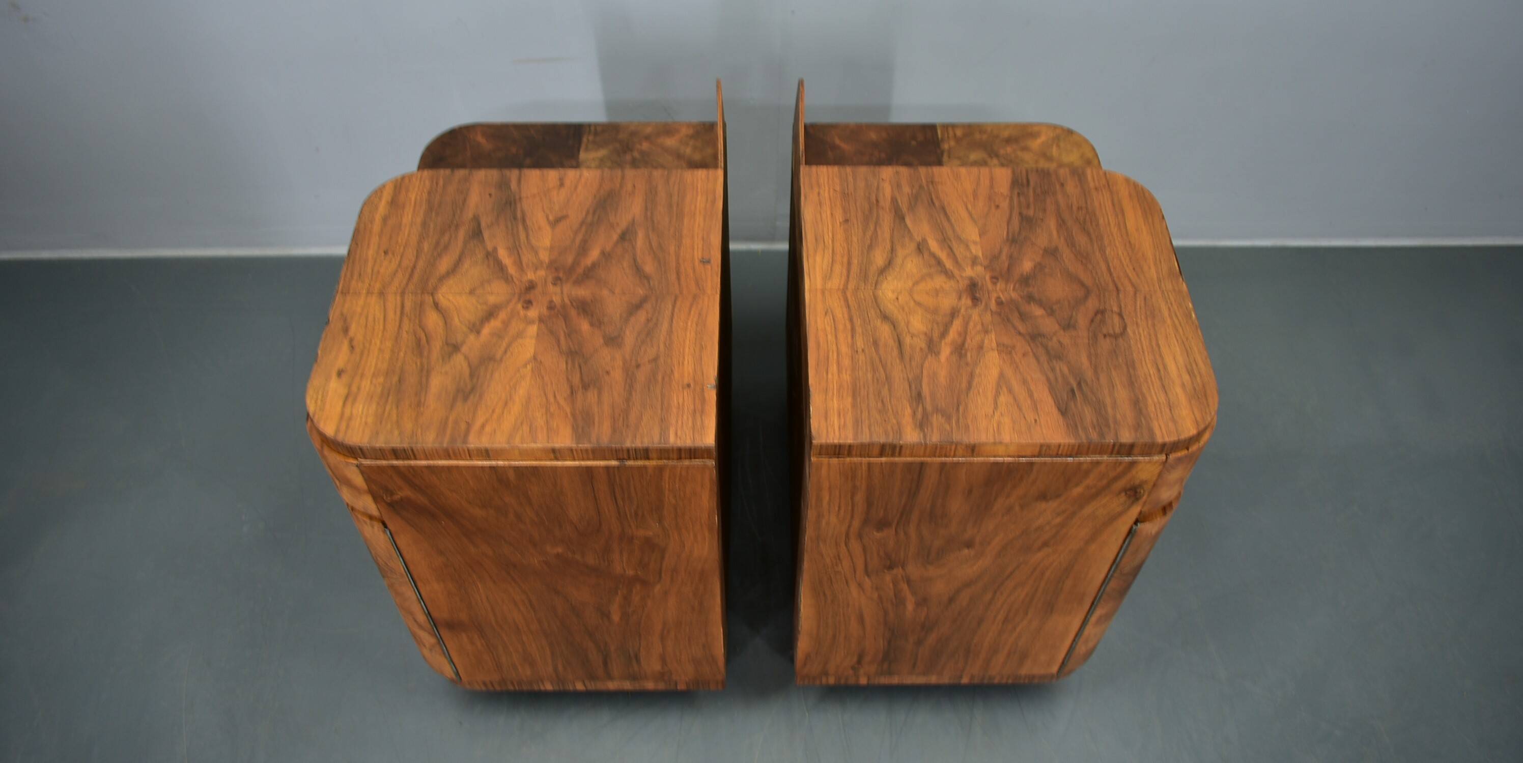 1935s Pair of Art Deco Bedside Tables, Czechoslovakia