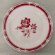 Service cake pie flat plates porcelain opaque badonviller rose bordeaux vintage