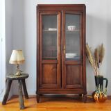 Parisian glass cabinet in solid walnut