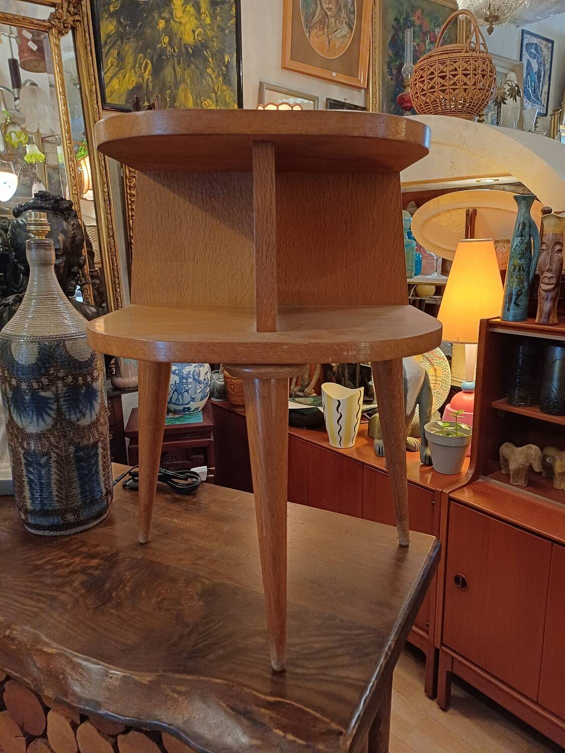 Small side piece of furniture, tripod bedside table 1950