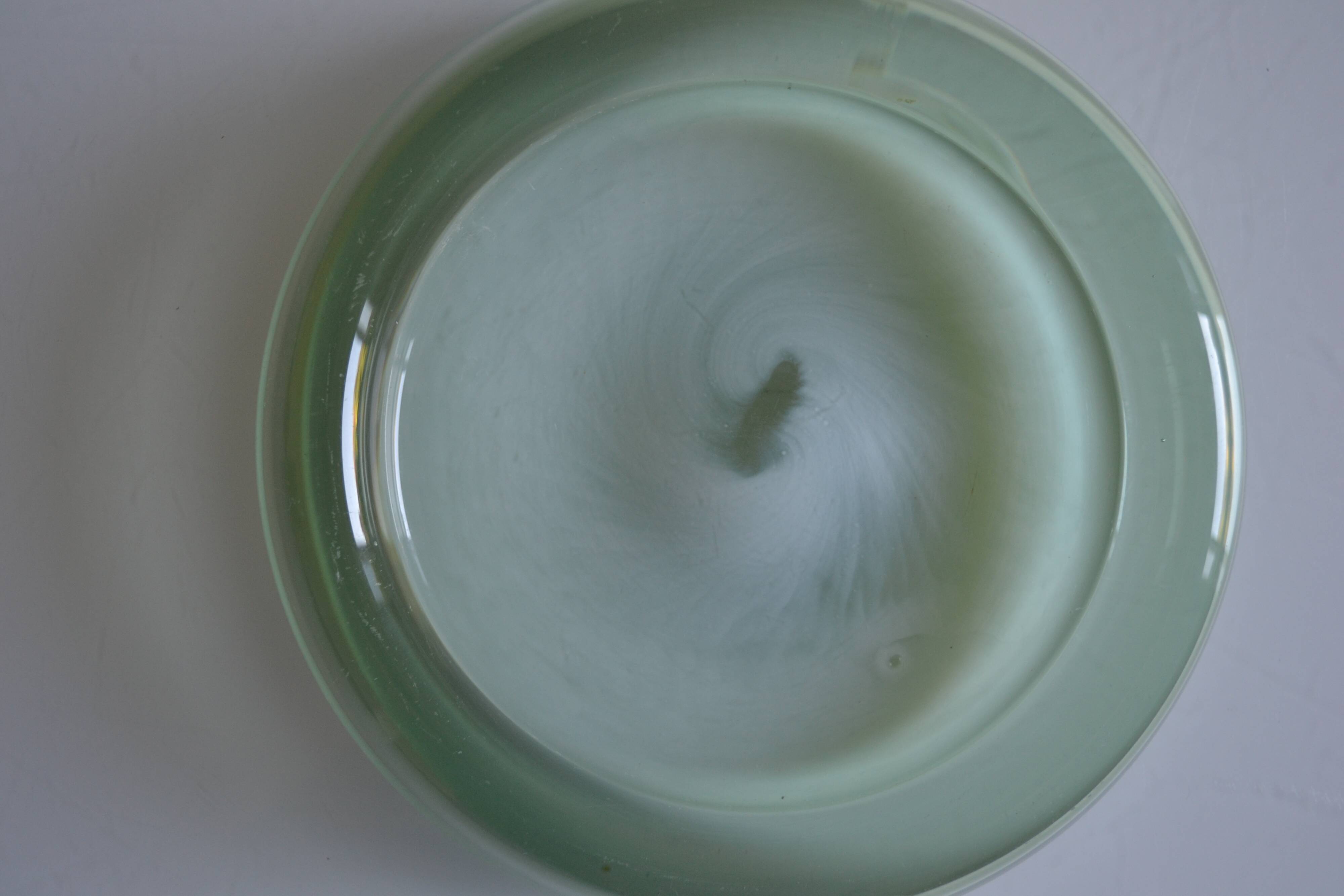 60's pocket tray Murano glass light green Italy