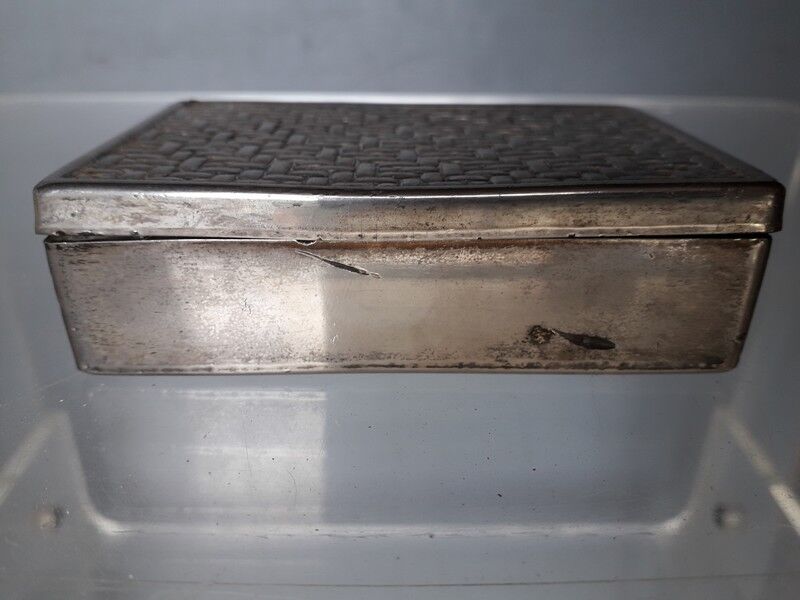 Box in silver metal and mahogany 1940