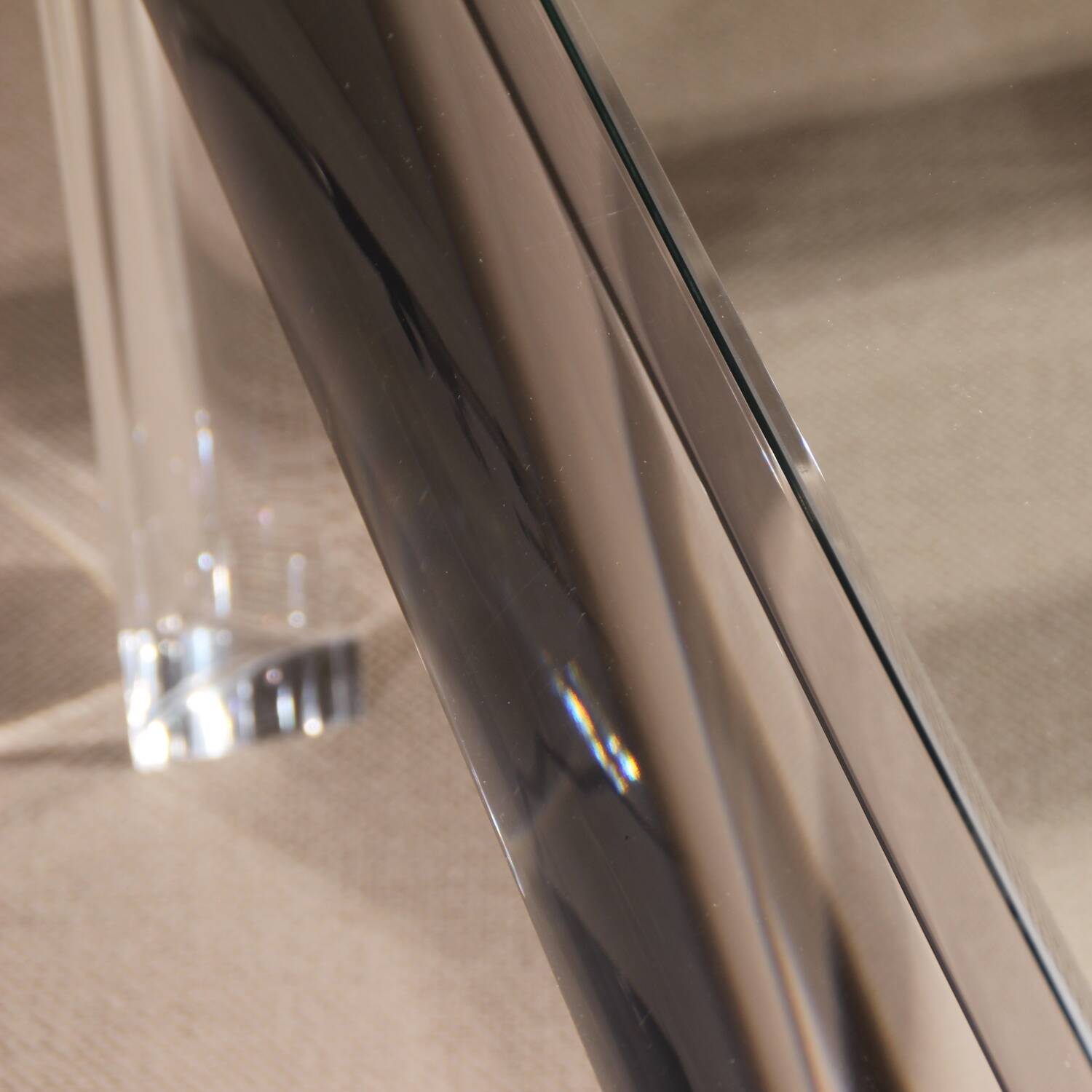 Square Lucite & Brass Coffee Table | Europe 1970s