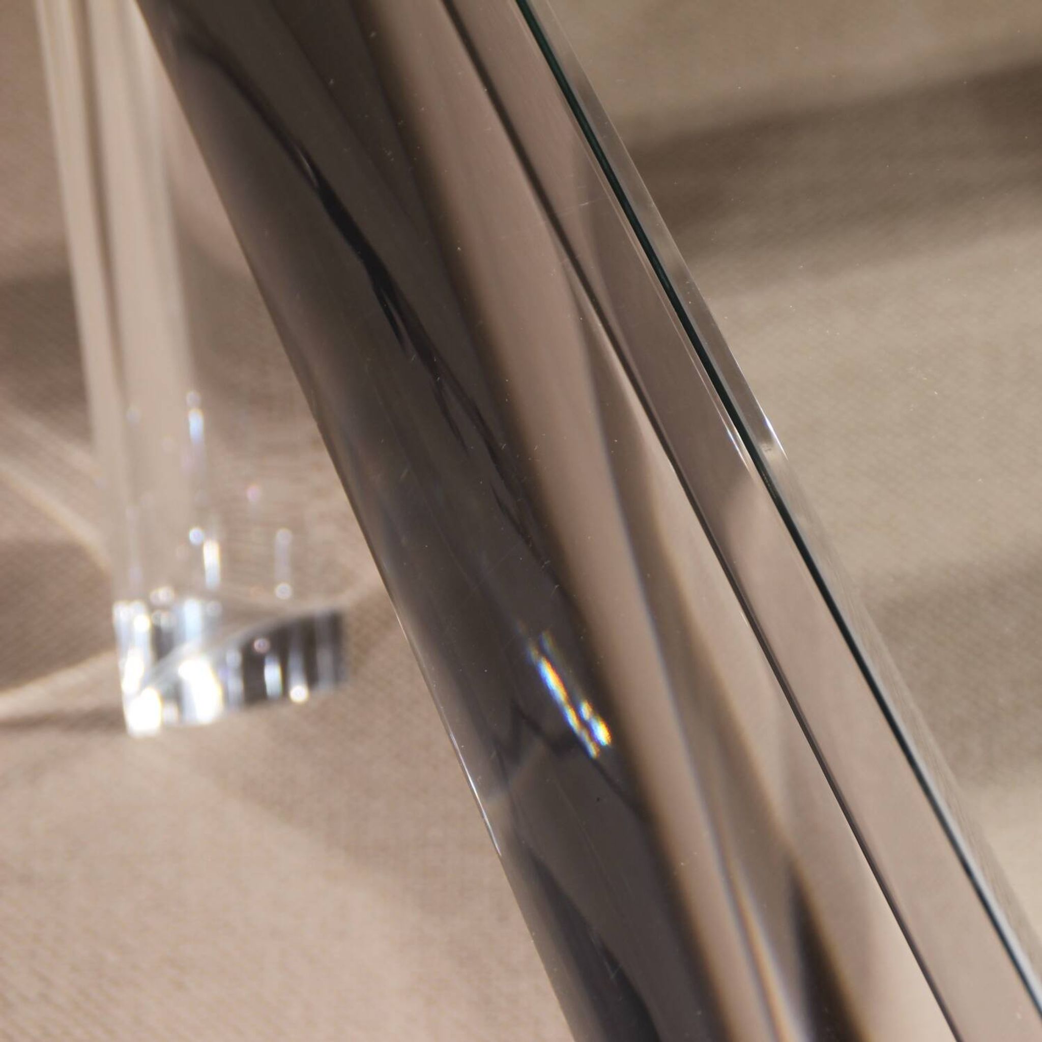 Square Lucite & Brass Coffee Table | Europe 1970s