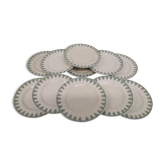 12 flat porcelain plates from Gien Melun terre de fer