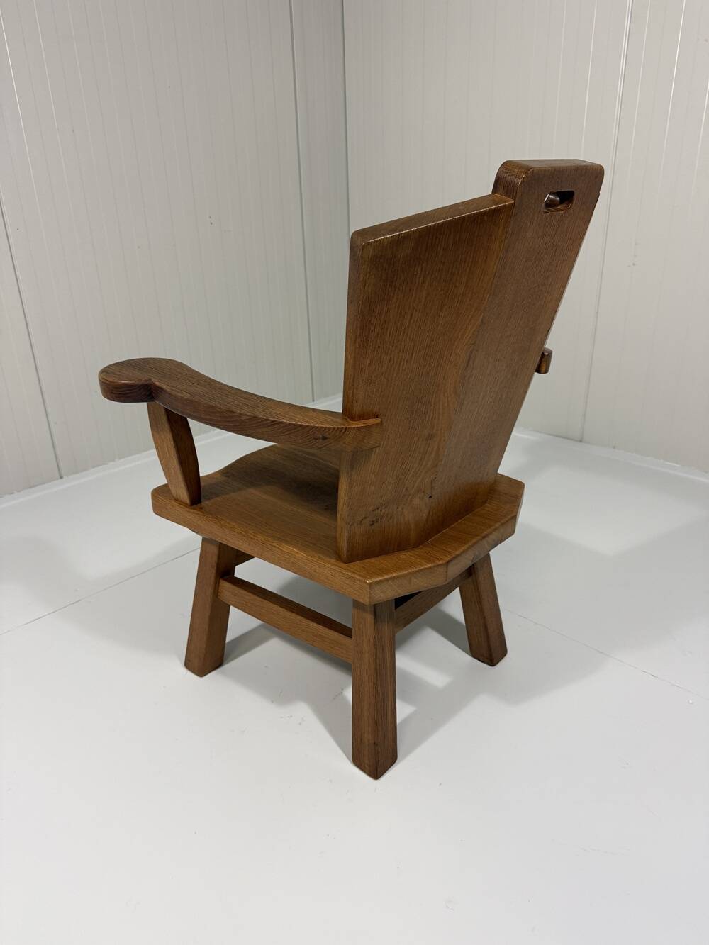 Rustic brutalist arm chair solid oak 1960’s