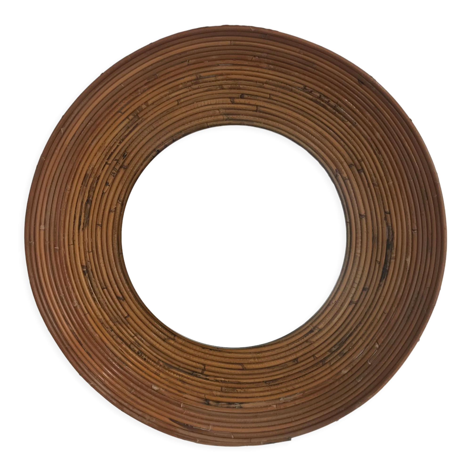 Italian rattan bamboo wall mirror, 1960s, 65 cm