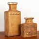 Pair of Swedish vases, brutalist, stoneware, glazed neck, Curt Magnus Addin.