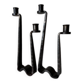 Brutalist wrought iron candlestick pair