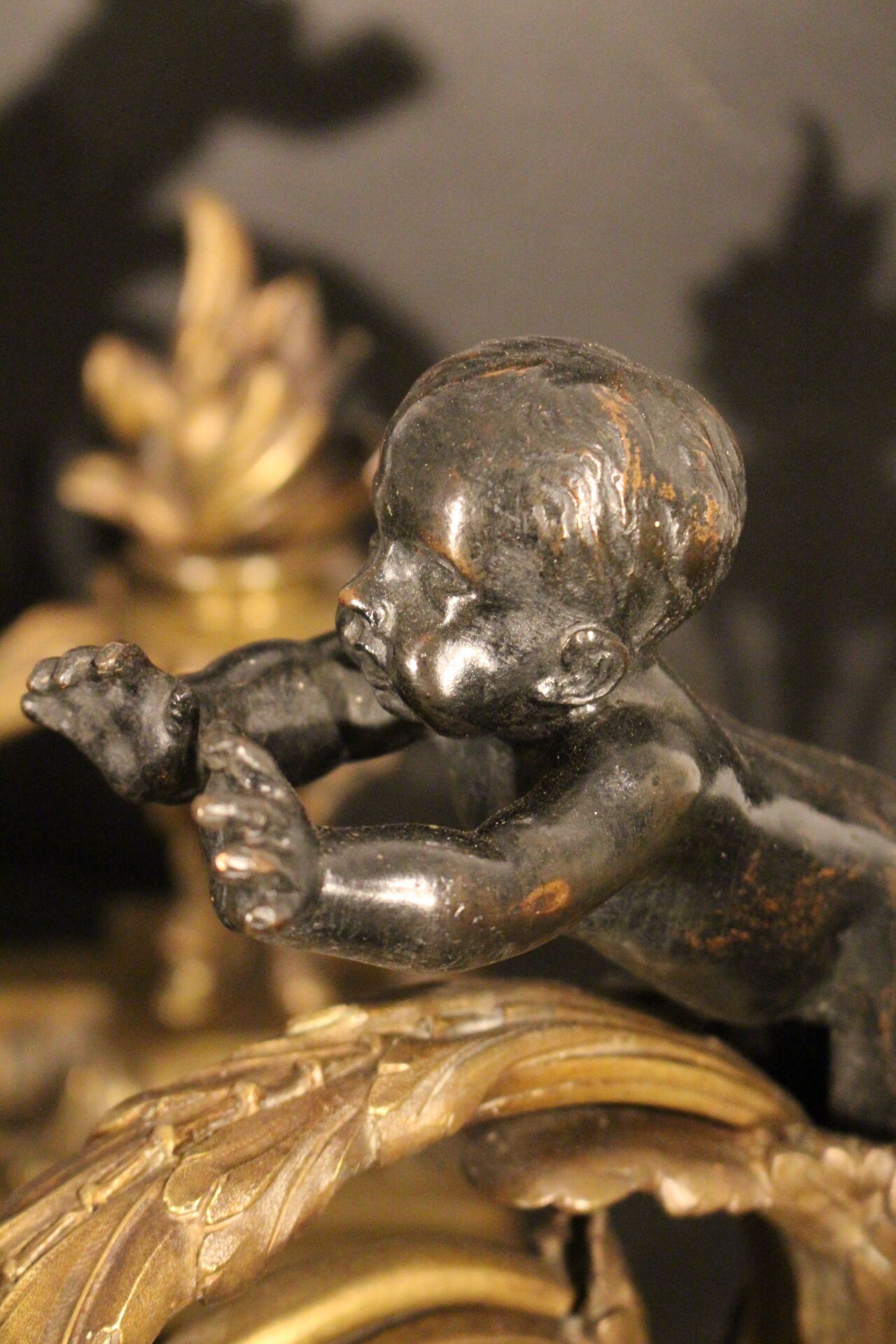 Pair of bronze angel chenets