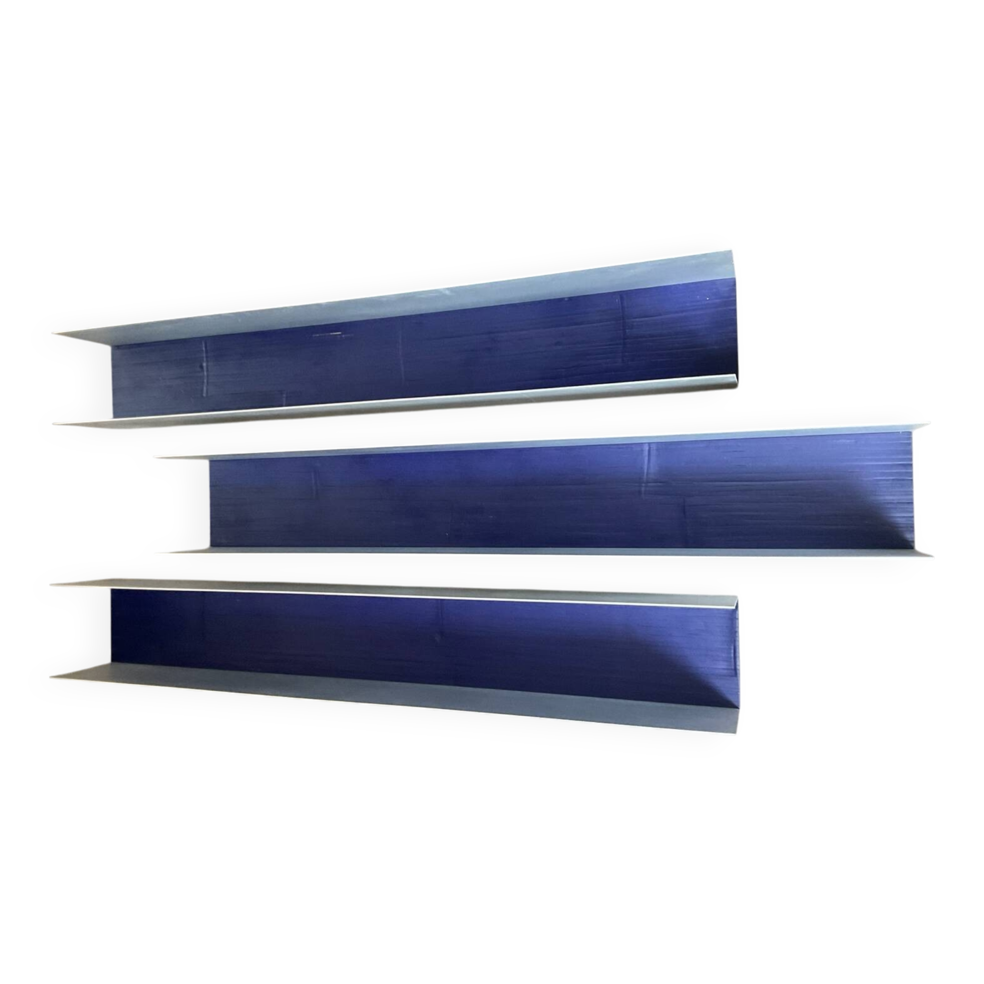 Series 3 contemporary wall-mounted bookcase shelves in aluminum and wood