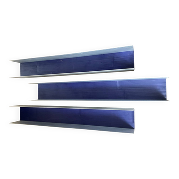 Series 3 contemporary wall-mounted bookcase shelves in aluminum and wood