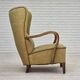 1960s, Danish armchair, light green furniture velour, beech wood.