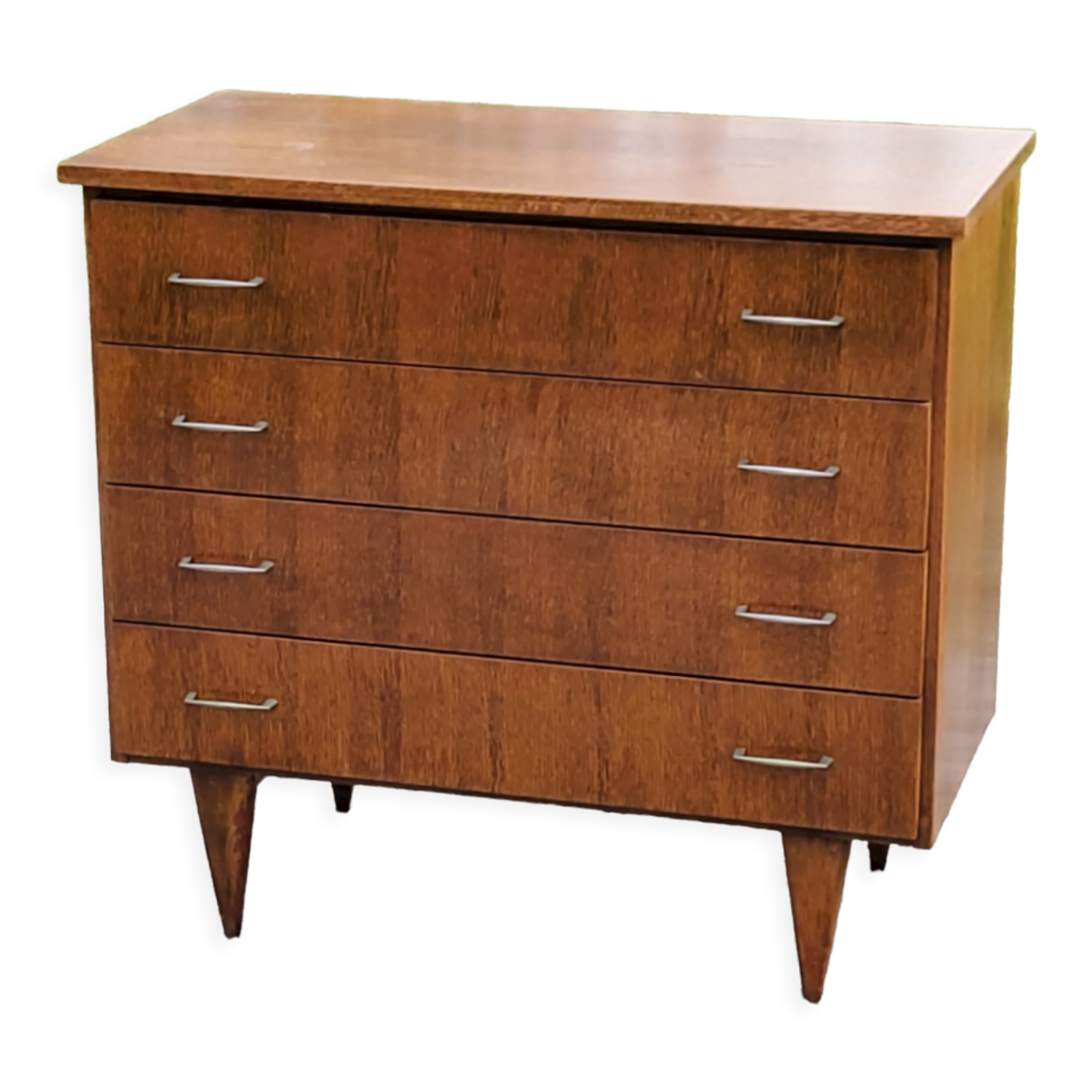 Vintage chest of drawers from the 50s/60s in oak 4 drawers feet bobbin