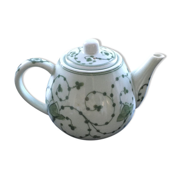 Théière décor végétal vert