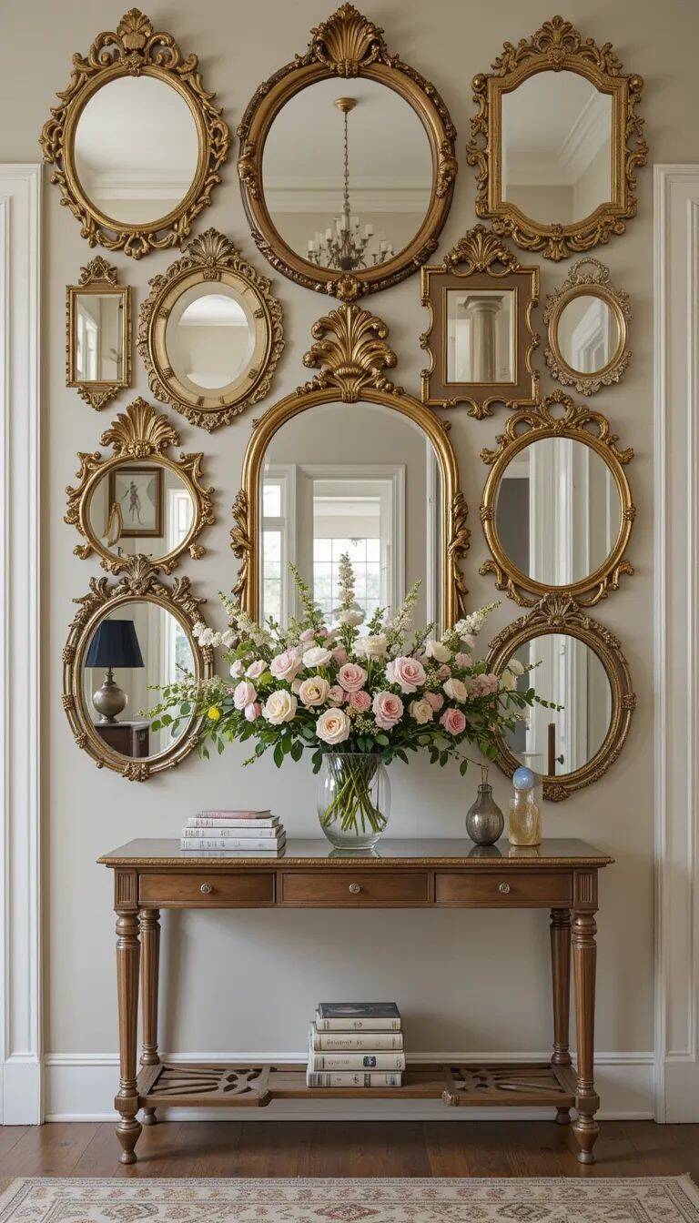 Gilded Mirror XX France Vintage Decoration Classic Gilded Wooden Frame