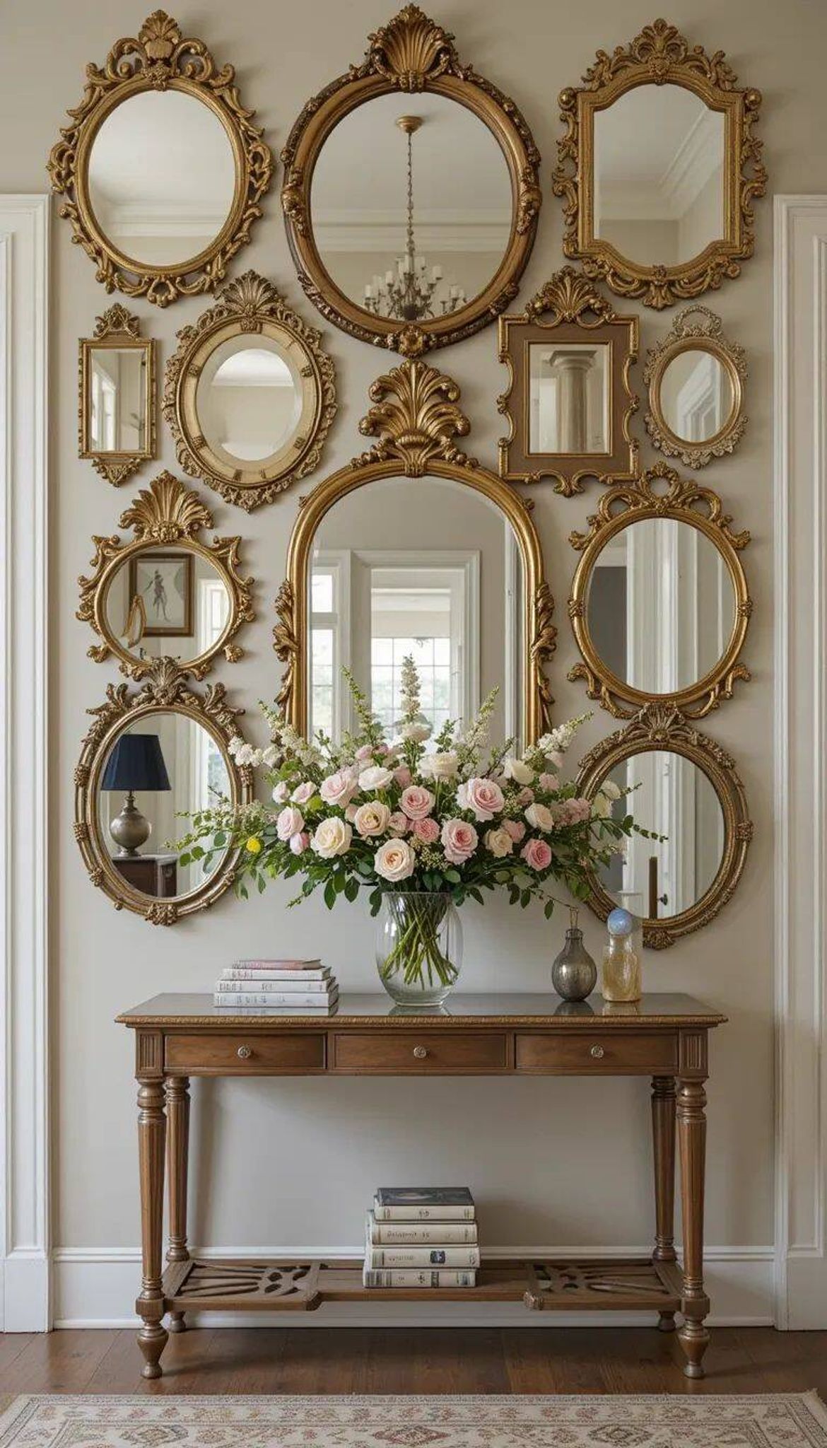 Gilded Mirror XX France Vintage Decoration Classic Gilded Wooden Frame