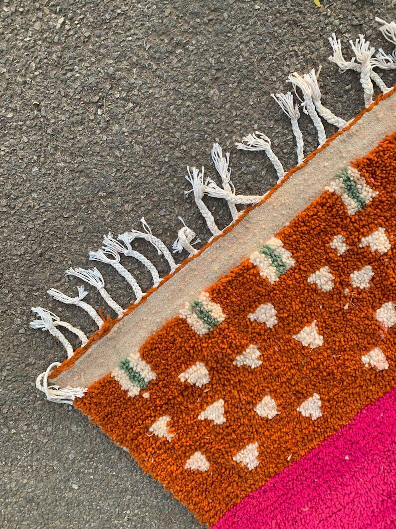 Handwoven Berber rug with traditional colorful patterns, size 150 x 250 cm