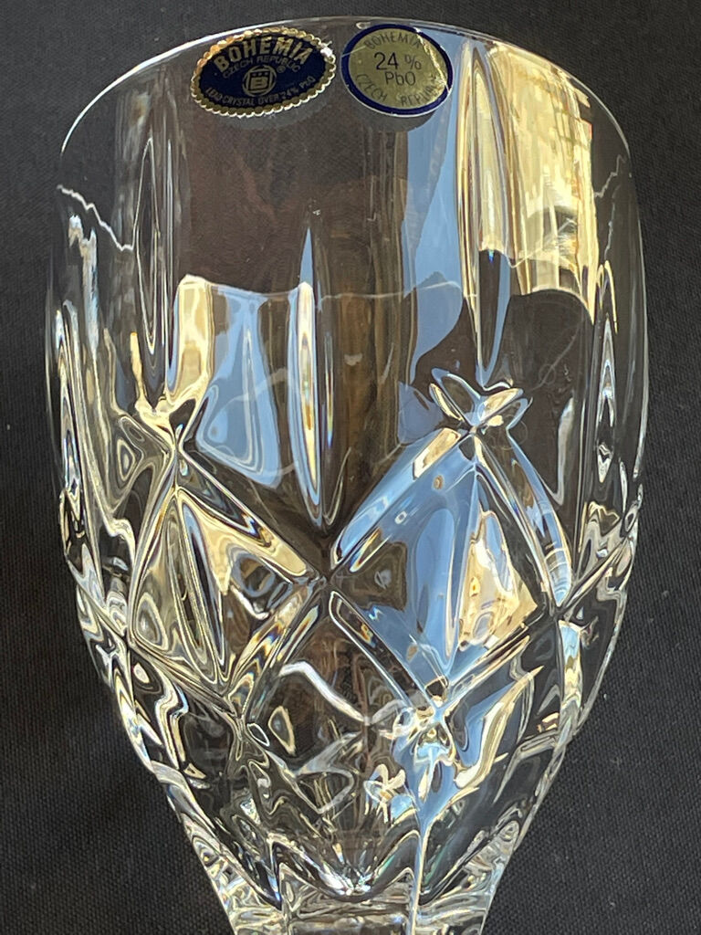 Bohemia - glasses on foot (6) - Modern mid-century - Lead crystal 24% Pbo