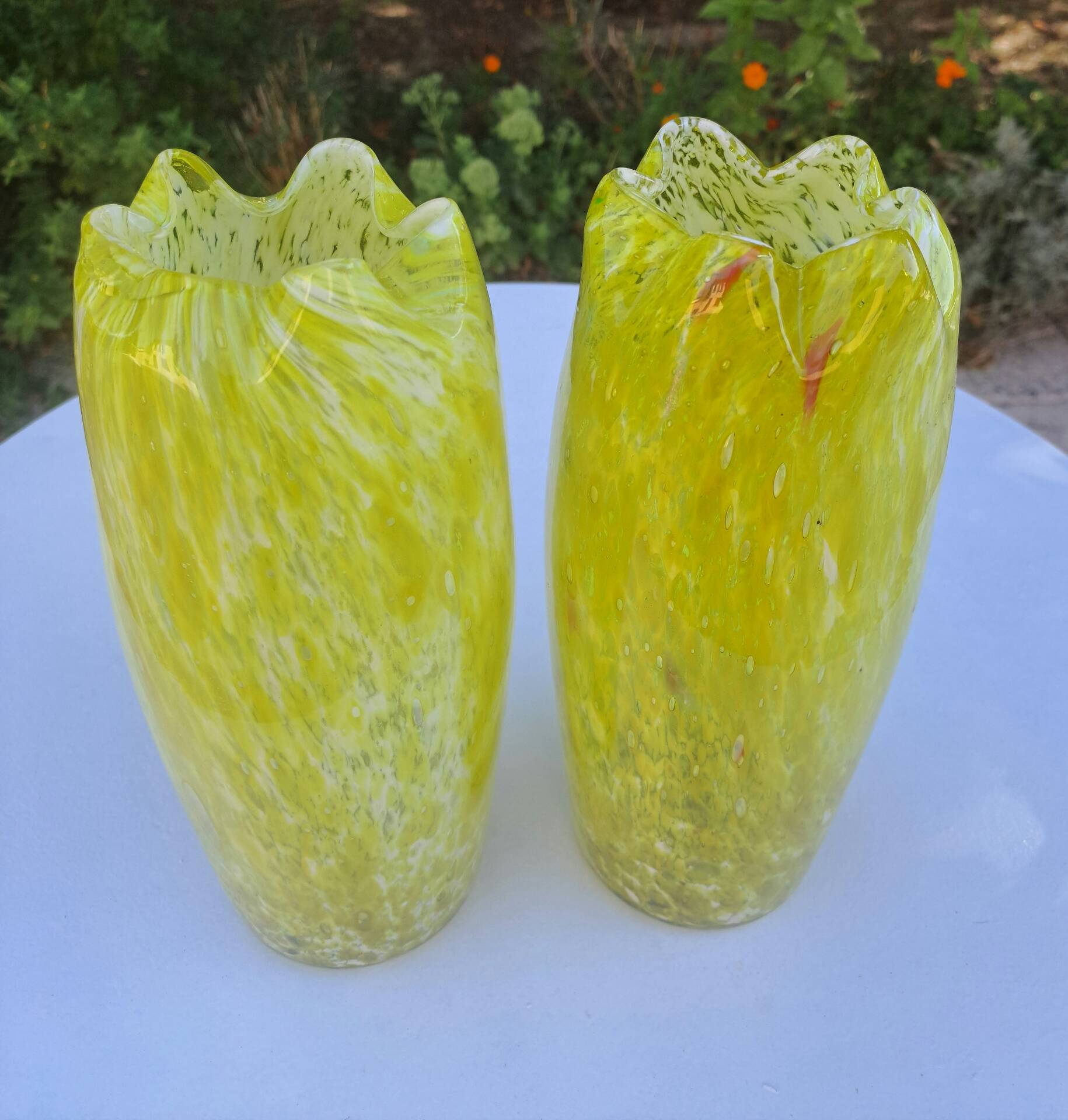 Pair of blown glass vases Clichy Legras