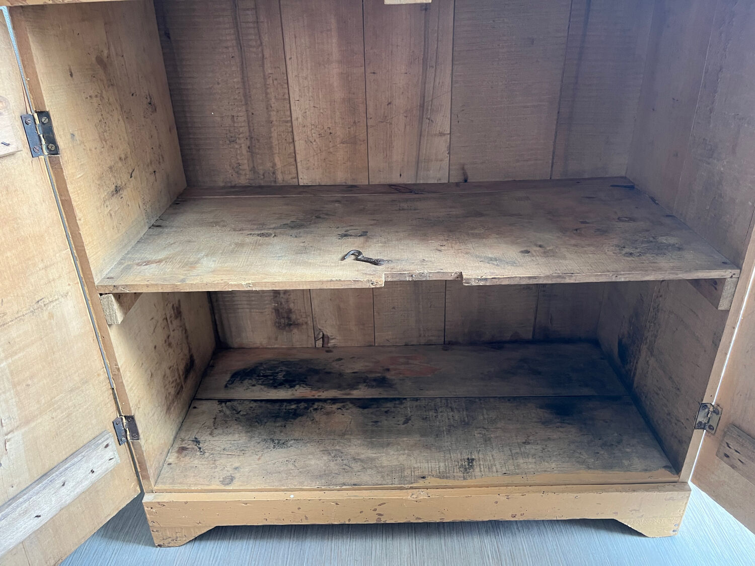 Antique Parisian sideboard with patinated wood / jam cabinet