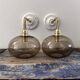 Pair of smoked glass wall lights
