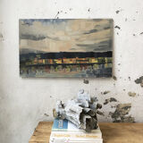 Painting abstract oil landscape