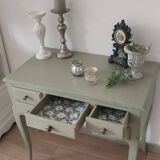 Console en merisier style Louis XV couleur vert lichen