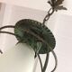 Lantern hanging lamp vintage green effect of gray painted metal
