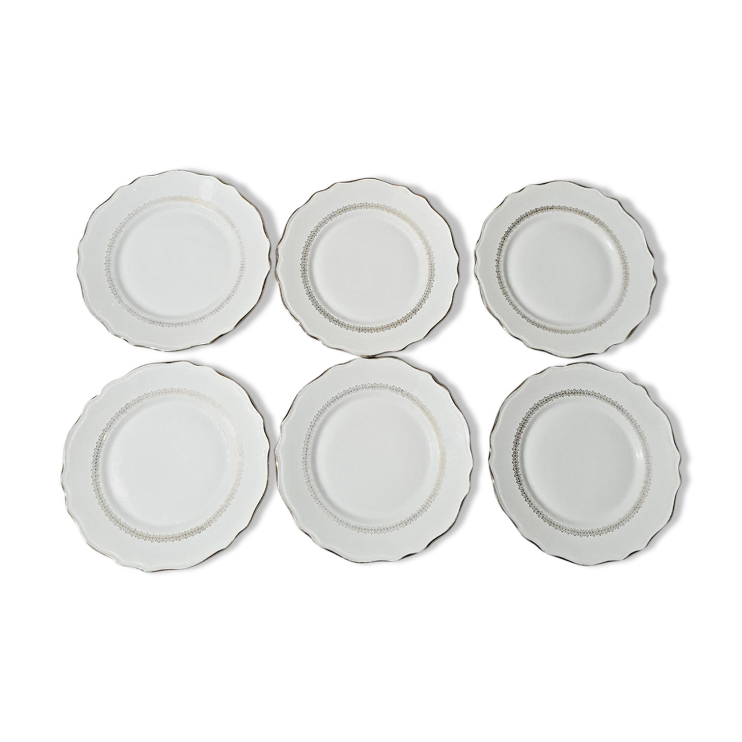 Lot of 6 dessert plates Porcelaines Lourioux