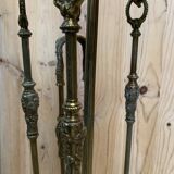 Louis XVI style gilt bronze fireplace set