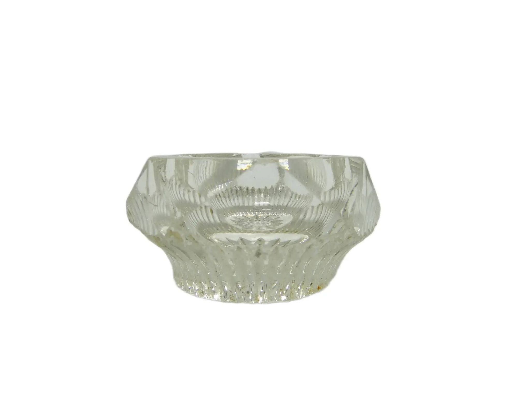 Salt cellar, Art Deco, transparent glass, Ząbkowice, Poland, 1930s.