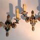 Pair of gilded bronze and green lacquer wall sconces by Maison Lucien Gau, Paris.