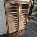 Solid oak double curtain filing cabinet
