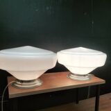 Paire de lampes opaline