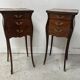 Paire de petites commodes marquetées de style Louis XV Dessus marbre XX siè