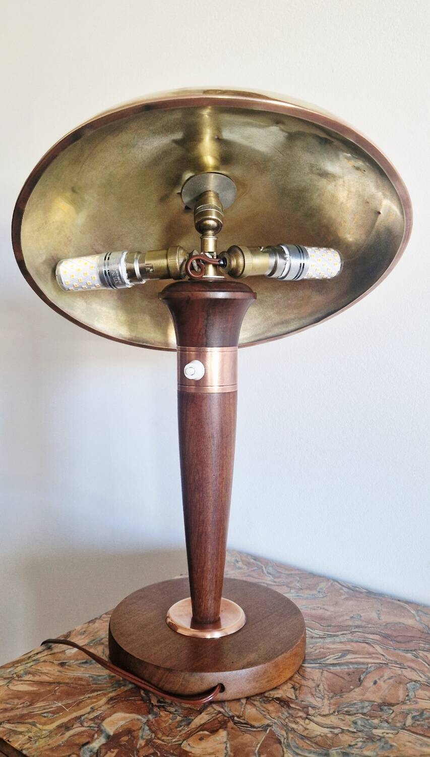 Art Deco style articulated lamp - Wood and brass - 1930s period