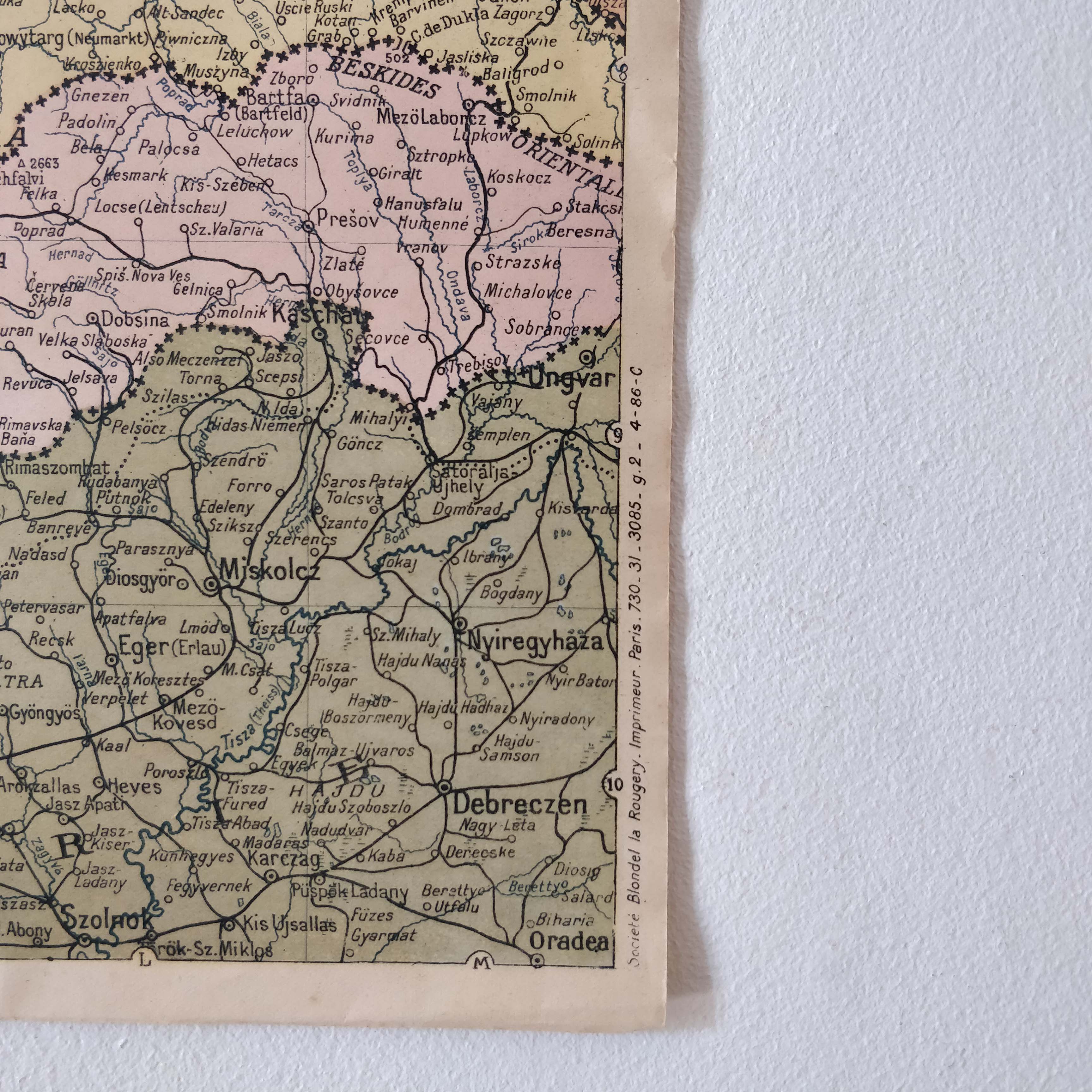 Old Germany map 49x32cm edition Blondel 1943