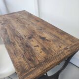 Bistro table/wooden top with cast iron legs