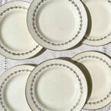 6 opaque porcelain dinner plates, Digoin model "Suzy"