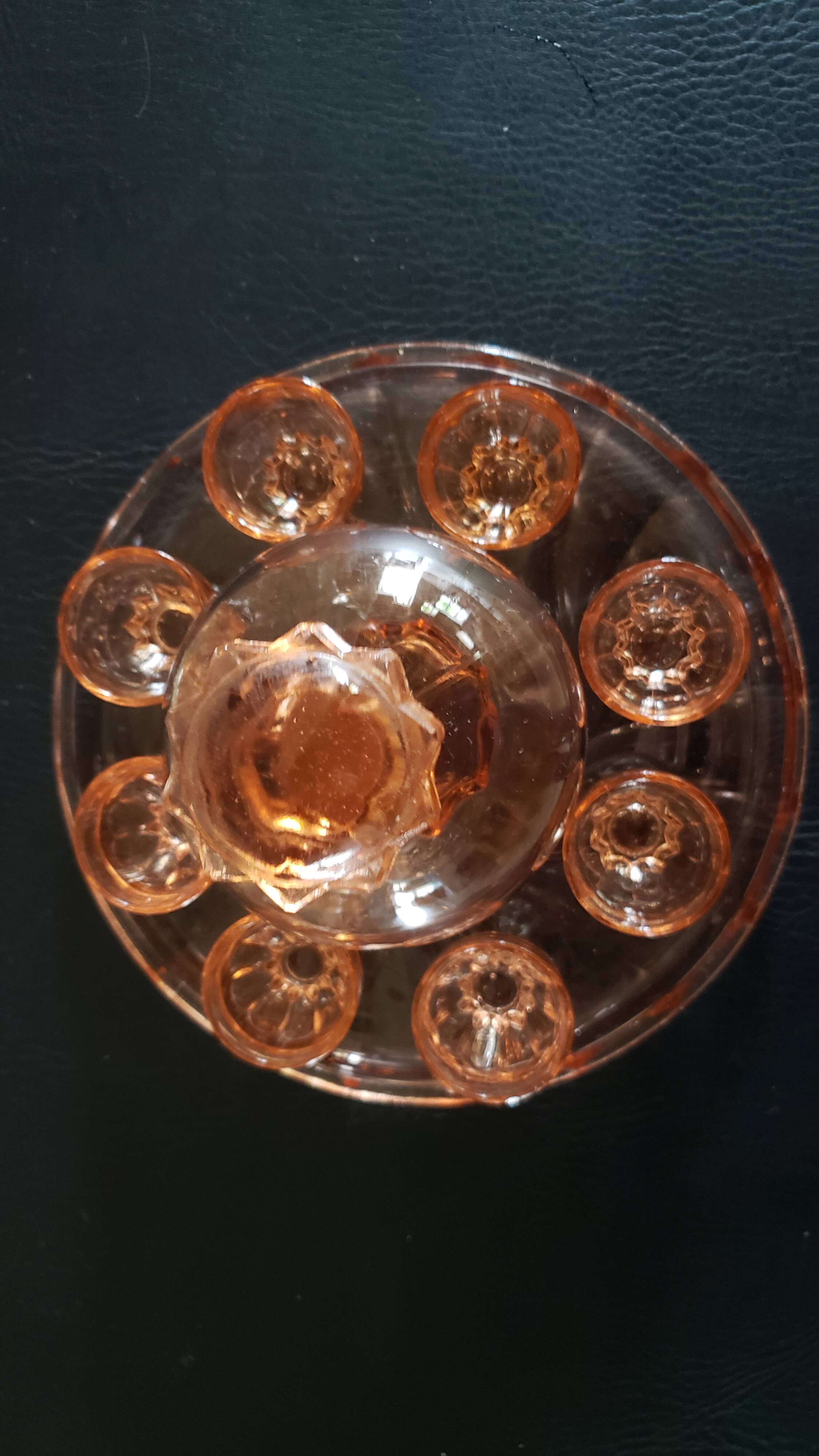 Complete pink glass liquor service